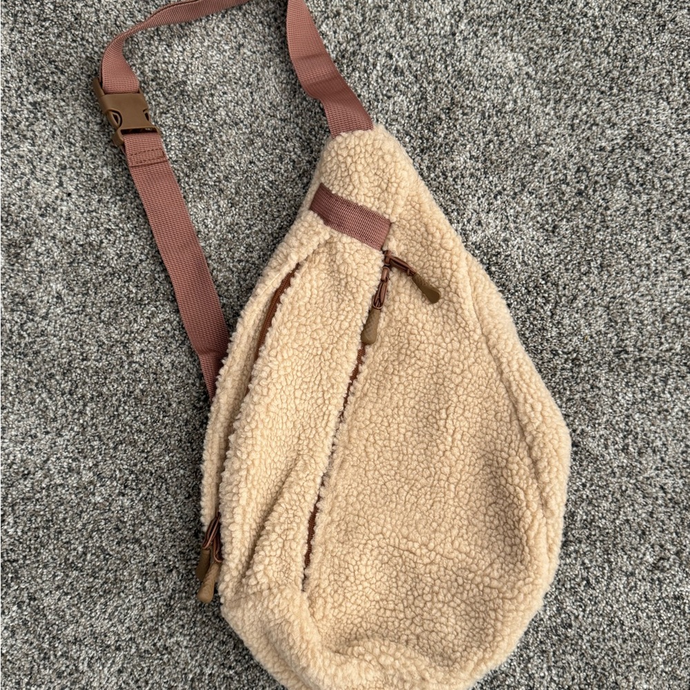 Outdoor Voices Sherpa Crossbody Bag in Cream